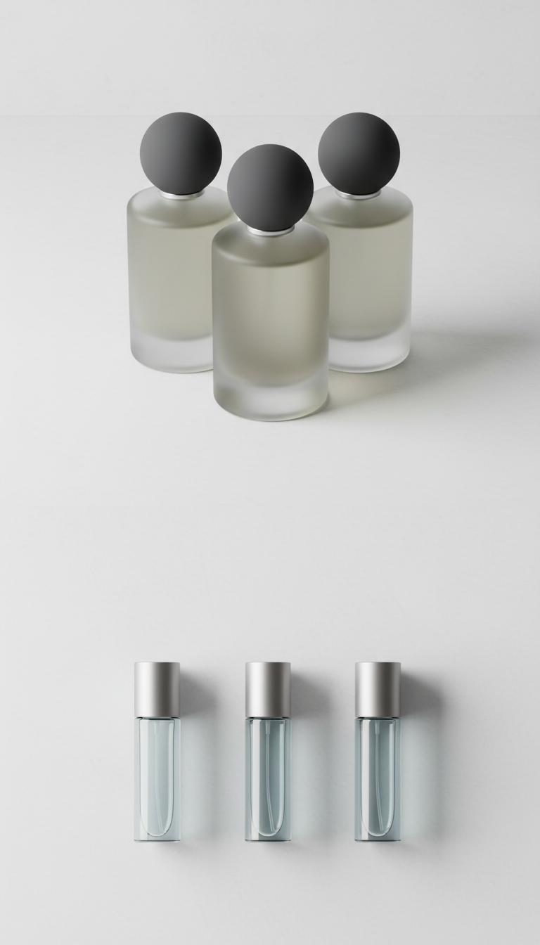 Perfume de diseñador en botella clásica